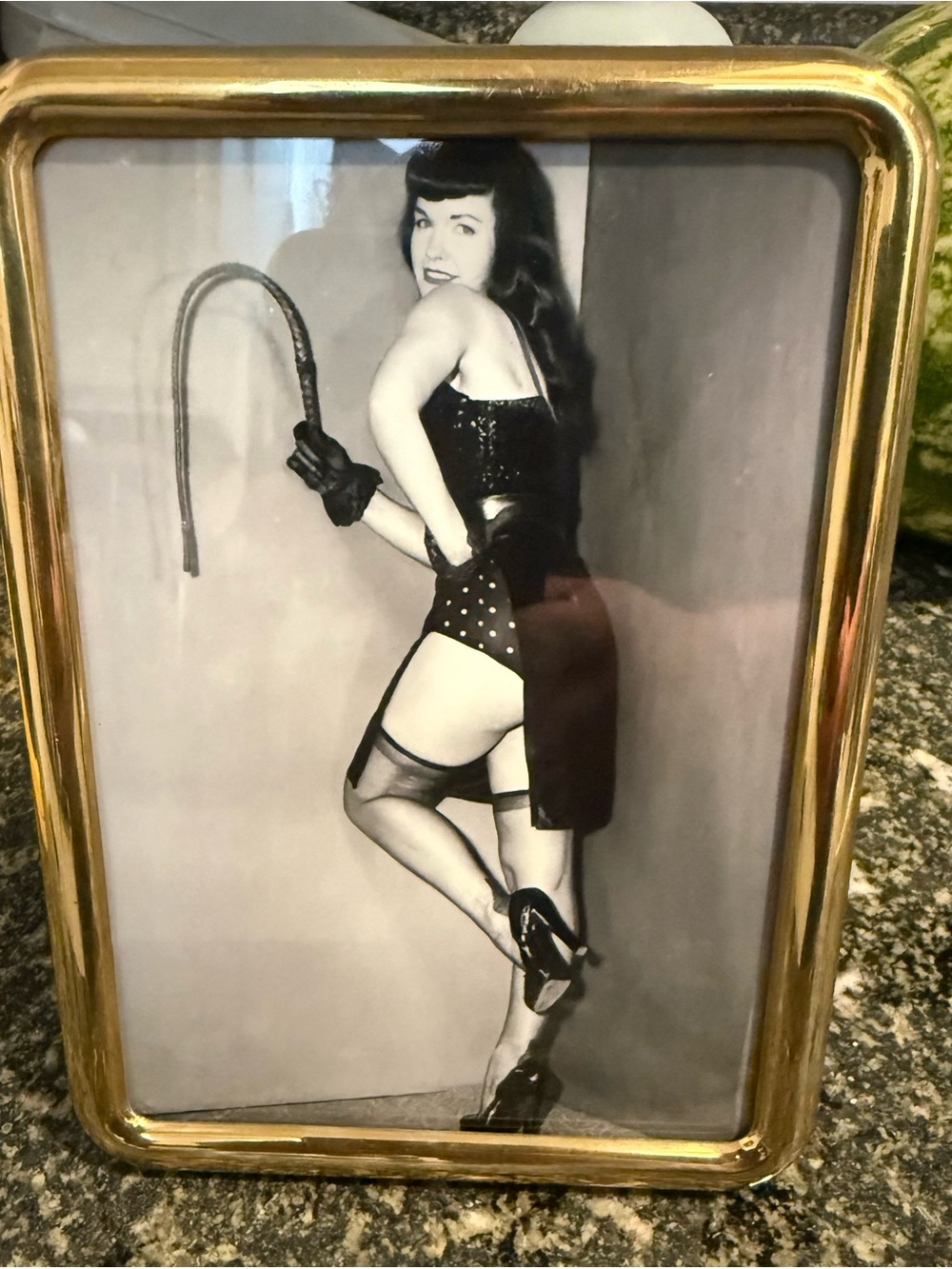 Vintage Brass 5x7 Frame with Bettie Page
Photo